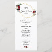 Elegant White Green Floral Gold Lijst Wedding Menu (Voorkant)
