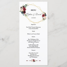 Elegant White Green Floral Gold Lijst Wedding Menu