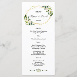 Elegant White Green Floral Gold Lijst Wedding Menu