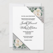 Elegant white green glitter floral bruiloft kaart (Voorkant)