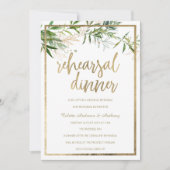 Elegant white green gold foliage Rehearsal Dinner Kaart (Voorkant)