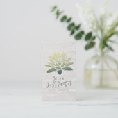 Elegant White & Green Lotus Yoga Instructor Script Visitekaartje (Staand voorkant)