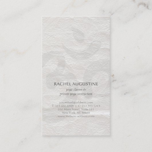 Elegant White & Green Lotus Yoga Instructor Script Visitekaartje (Achterkant)