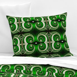 Elegant white green mirrored spiral L-size pattern Kussensloop