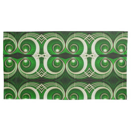 Elegant white green mirrored spiral L-size pattern Kussensloop (Voorkant)