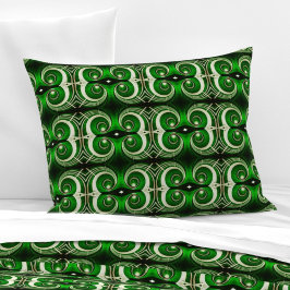 Elegant white green mirrored spiral M-size pattern Kussensloop