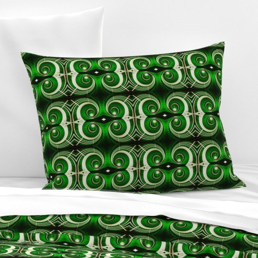 Elegant white green mirrored spiral M-size pattern Kussensloop