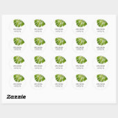 ELEGANT WHITE GREEN MONSTERA LEAF FOLIAGE ADRES RONDE STICKER (Vel)