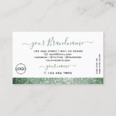 Elegant White Green Sparkle Glitter Diamonds Logo Visitekaartje (Achterkant)