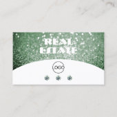 Elegant White Green Sparkle Glitter Diamonds Logo Visitekaartje (Voorkant)