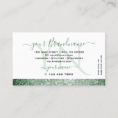 Elegant White Green Sparkle Glitter met Monogram Visitekaartje (Achterkant)