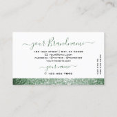 Elegant White Green Sparkle Glitter Rhinestones Visitekaartje (Achterkant)