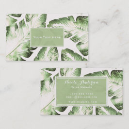 Elegant White Green Tropical Beach Leaves Chic Visitekaartje