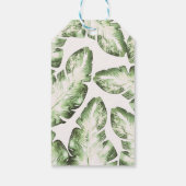 Elegant White Green Tropical Beach Leaves Wedding Cadeaulabel (Achterkant)