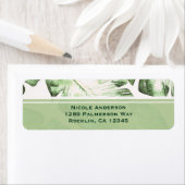 Elegant White Green Tropical Beach Leaves Wedding Etiket (Insitu)
