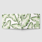 Elegant White Green Tropical Beach Leaves Wedding Gastenboek (Volledig)