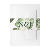 Elegant White Green Tropical Beach Leaves Wedding Uitnodigingen Wikkel (Voorkant Voorbeeld)