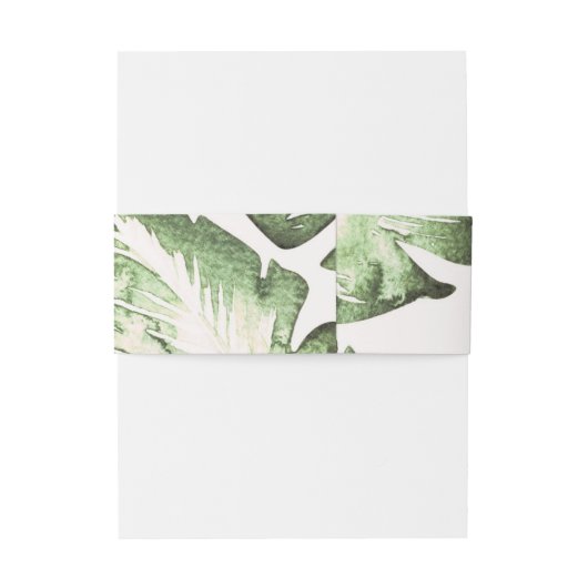 Elegant White Green Tropical Beach Leaves Wedding Uitnodigingen Wikkel (Achterkant Voorbeeld)