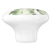 Elegant White Green Tropical Beach Palm Leaves Keramische Knop (Zijkant)