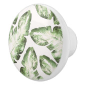 Elegant White Green Tropical Beach Palm Leaves Keramische Knop (Rechts)