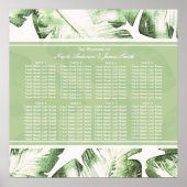 Elegant White Green Tropical Leaves Seating Chart Poster (Voorkant)