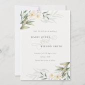 Elegant White Greenery Floral Save the Date Kaart (Voorkant)