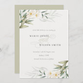 Elegant White Greenery Floral Save the Date Kaart (Voorkant / Achterkant)