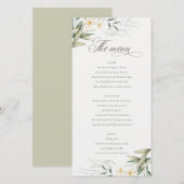 Elegant White Greenery Floral Wedding Menu Kaart (Voorkant / Achterkant)
