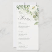 Elegant White Greenery Floral Wedding Menu Kaart (Voorkant)