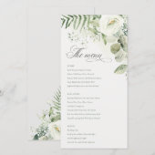 Elegant White Greenery Floral Wedding Menu Kaart (Voorkant / Achterkant)