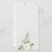 Elegant White Greenery Floral Wedding Menu Kaart (Achterkant)
