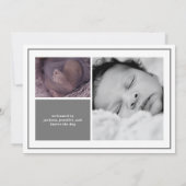 Elegant White Grey Baby Foto aankondiging (Achterkant)