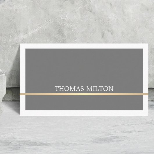 Elegant White Grey Faux Gold Line Attorney Visitekaartje