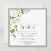 Elegant White Grey Green Brunch & Bubble Shower Kaart (Voorkant)