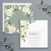 Elegant White Grey Green Brunch & Bubble Shower Kaart