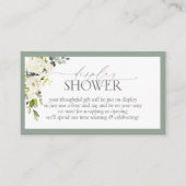 Elegant White Grey Green Display Shower Informatiekaartje (Voorkant)