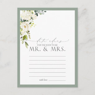 Elegant White Grey Green Floral Date Ideeën Briefkaart