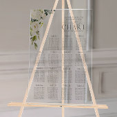 Elegant White Grey Green Floral Reception Seat Acryl Bord