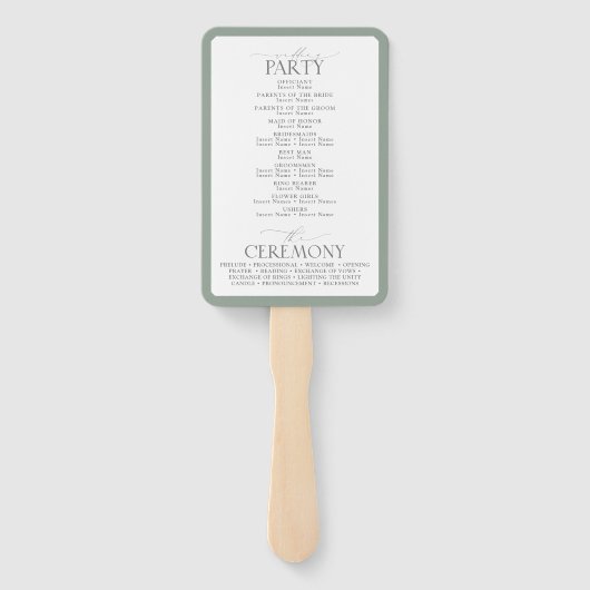 Elegant White Grey Green Floral Waterverf Programm Handwaaier (Achterkant)