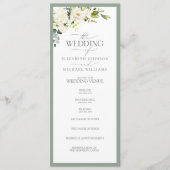 Elegant White Grey Green Floral Waterverf Programmakaart (Voorkant)