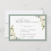 Elegant White Grey Green Floral Waterverf RSVP (Achterkant)