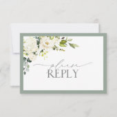Elegant White Grey Green Floral Waterverf RSVP (Voorkant)