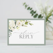 Elegant White Grey Green Floral Waterverf RSVP (Staand voorkant)