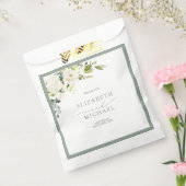 Elegant White Grey Green Floral Waterverf Wedding Bedankzakje (Gezegeld)
