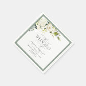 Elegant White Grey Green Floral Waterverf Wedding Servet (Hoek)