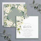 Elegant White Grey Green Waterverf Bridal Brunch Kaart