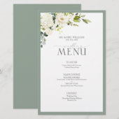 Elegant White Grey Green Waterverf Floral Wedding (Voorkant / Achterkant)