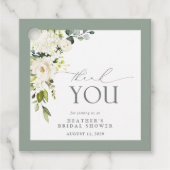 Elegant White Grey Green Waterverf Vrijgezellenfee Bedankjes Labels (Voorkant)