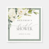 Elegant White Grey Green Waterverf Vrijgezellenfee Servet (Voorkant)