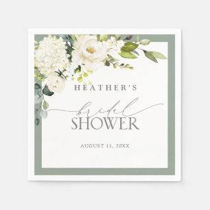 Elegant White Grey Green Waterverf Vrijgezellenfee Servet